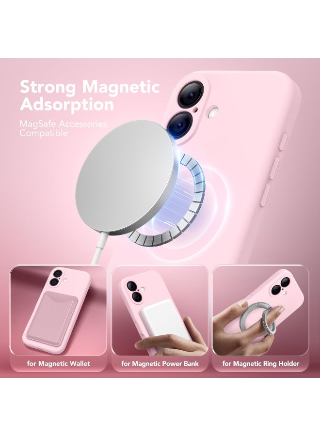 SUYDANBOX Magnetic for iPhone 17 Case, Compatible with MagSafe, [Full Camera Protection][Screen Protector] Silicone Shockproof Protective Phone Case for iPhone 17 6.3", Chalk Pink - Image 2